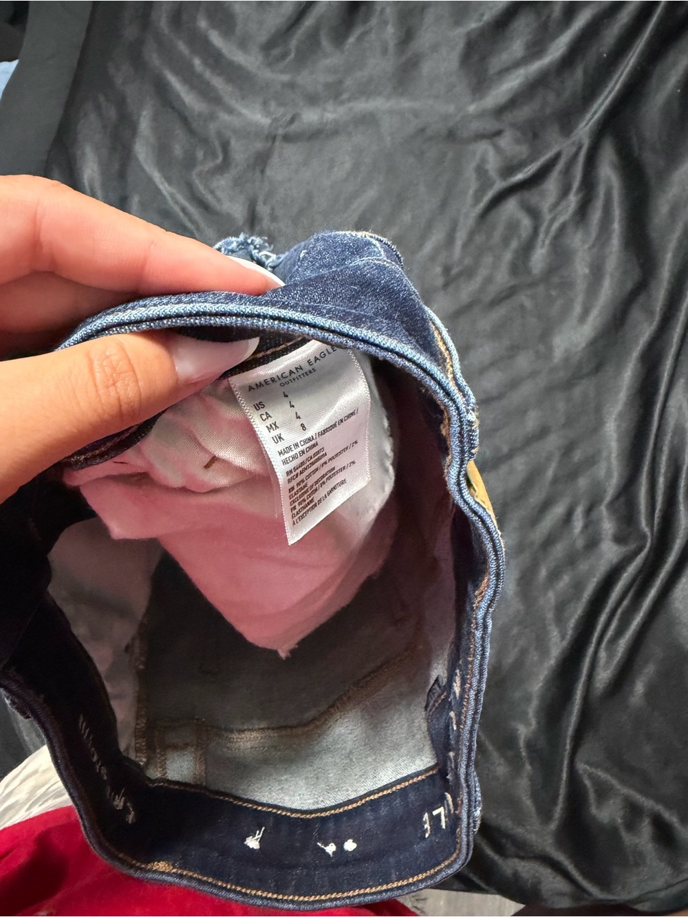 American Eagle Outfitters Dark Blue Distressed Cutoff Jean Shorts - Picture 2 of 2